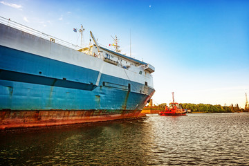 Fototapeta Ro-ro ship entering to port of Gdansk, Poland. obraz