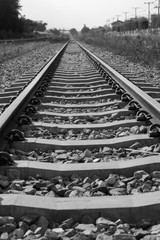 railway with black and white 