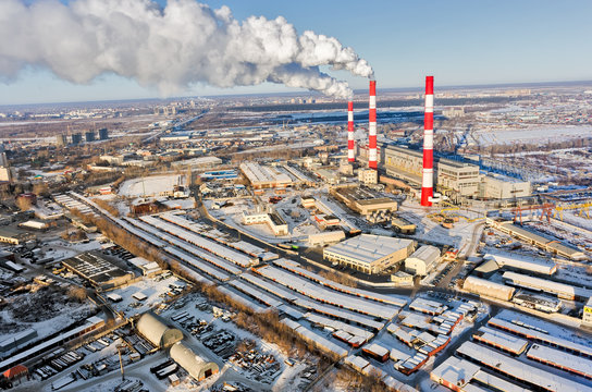 City power plant in winter season. Tyumen. Russia