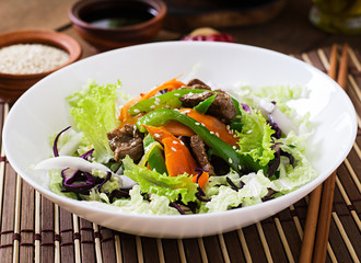 Fresh salad with beef and vegetables