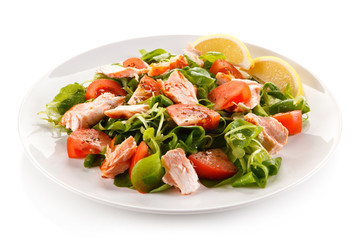 Fish salad - grilled salmon and vegetables 