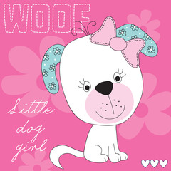 little dog girl vector illustration
