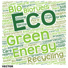 Vector conceptual green eco or ecology word cloud