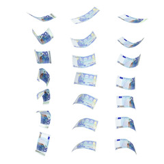 Fototapeta premium Flying banknotes of twenty euro collection