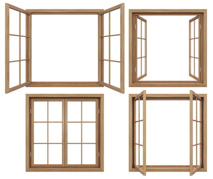 Collection of isolated wodden windows