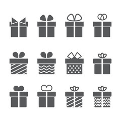 Gift box icons on white background