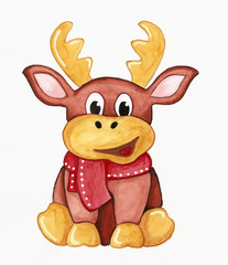 Rentier mit rotem Schal