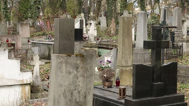 Graves on the Lychakiv Cemetery in Lviv, Western Ukraine
