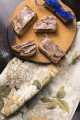 slices of bread with chocolate paste for breakfast