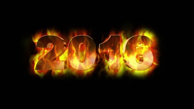 2016 Fiery New Year Text, with Alpha Channel, Loop, 4k