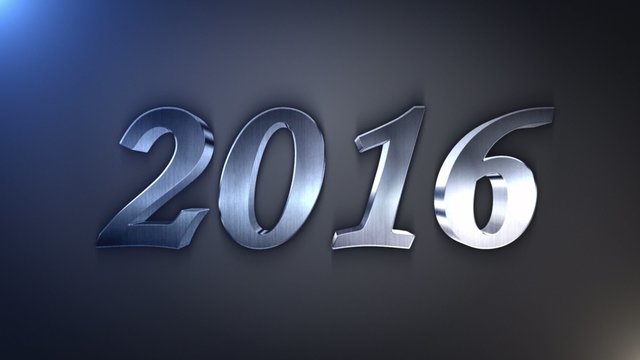 2016, Metal New Year Text and Lights, with Alpha Channel, Loop, 4k