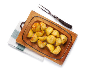 Rustic oven baked potatoes with rosemary
