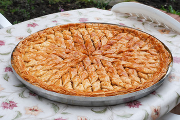 turkish baklava in a big platter