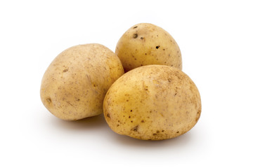 Potato isolated on white background close up.