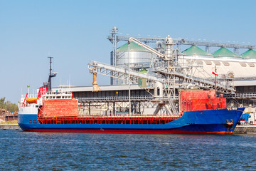 Naklejka premium Gdansk. Bulk cargo terminal in the seaport.