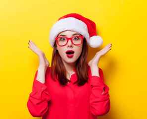 woman in Santa Claus hat