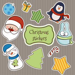 Christmas stickers vector.