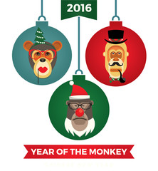 Vector illustration of monkeys, symbol of 2016.