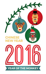Vector illustration of monkeys, symbol of 2016.