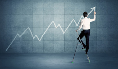Man drawing line from ladder