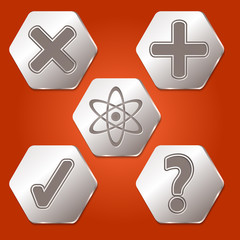 Obraz premium Set of five hexagons with different symbols