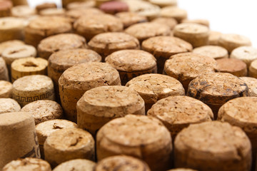 Closeup of used wine corks