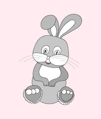 Childish vector art illustration with funny little bunny