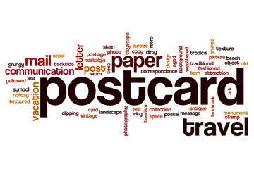 Postcard word cloud concept