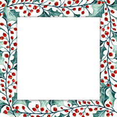 Frame, greeting card, placard or invitation with branches. Watercolor hand drawn