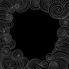 Abstract vector frame with figured wavy lines