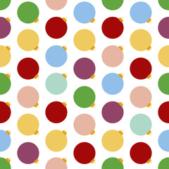 The pattern of the rows of colorful Christmas toys