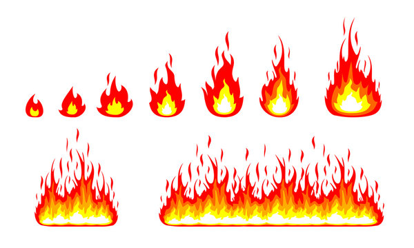 set of fire, flame, vector fire logo design, 