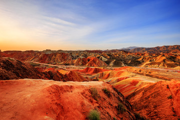 Fototapeta na wymiar landscape of red sandstone in zhangye
