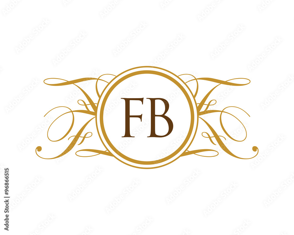 Wall mural fb luxury ornament initial logo