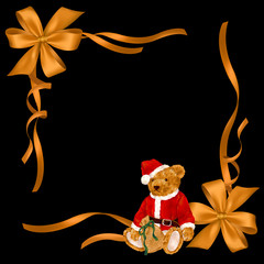 サンタクロース熊のリボン飾り
