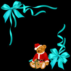 サンタクロース熊のリボン飾り