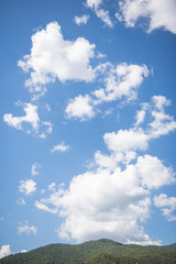 Nice blue sky with mountain background.