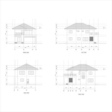 4 elevation house Drawing