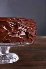 chocolate cake on dark background