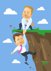 Businessman helping his friend. Vector flat illustration
