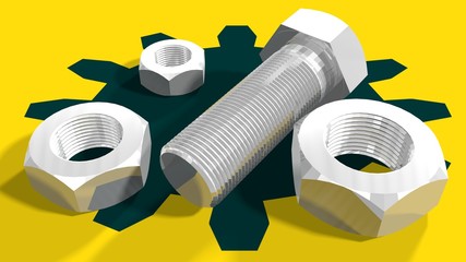 Bolt and nuts on textured background 