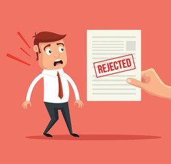Rejected paper document. Vector flat illustration