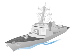 Naval Military Ship Vector Illustration