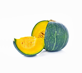 Japanese pumpkin green on white background