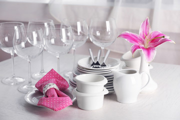 Clean dishes on the table