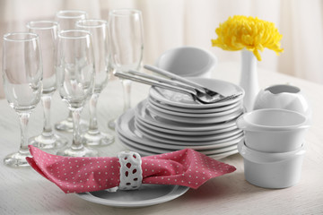 Clean dishes on the table
