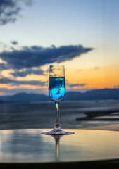 Cocktail with sunset view