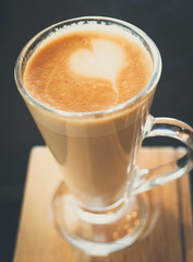 heart on latte coffee