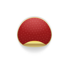 Realistic red round Sticker with Snowflakes