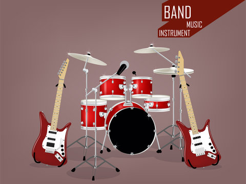 beautiful realistic vector of band music instrument